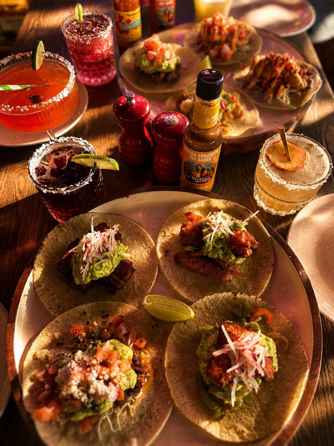 Shared plates served together for group dining